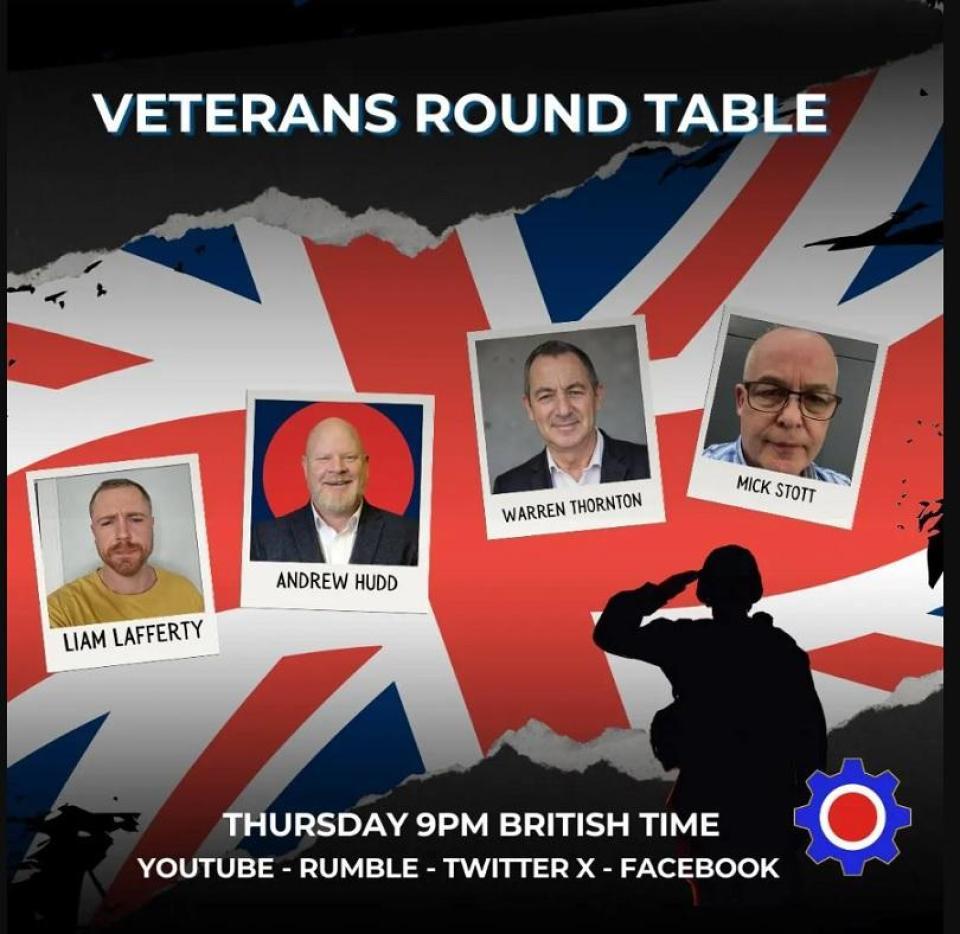 Make sure to tune in for our special Workers Party Veterans round table broadcast 9pm UK TOMORROW Thursday 28 August!

Retired army captain Mick Stott is joined by fellow Workers Party veterans Liam Lafferty (Ex-Signals), Deputy Leader Andrew Hudd (Ex-Navy), and Ex-Sniper guest speaker Warren Thornton. 

Watch on YouTube | Rumble | Facebook | Twitter X