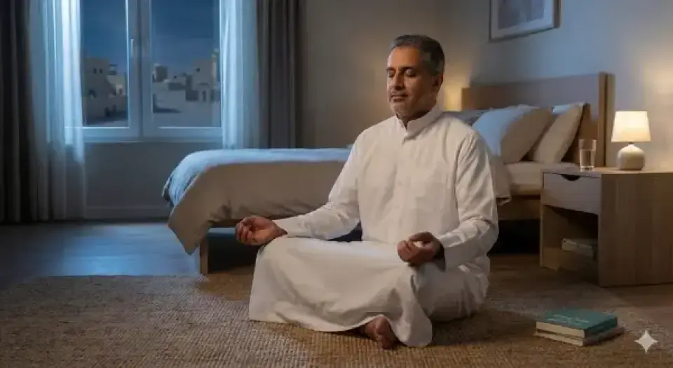 خصص عشر دقائق قبل النوم للتأمل أو الاسترخاء بصمت. راقب تنفسك، فكر بأشياء إيجابية حصلت اليوم. لحظات الهدوء تصنع فارق كبير في صحتنا النفسية وتمنحنا نوم هادئ.
#صحة_نفسية #راحة_البال