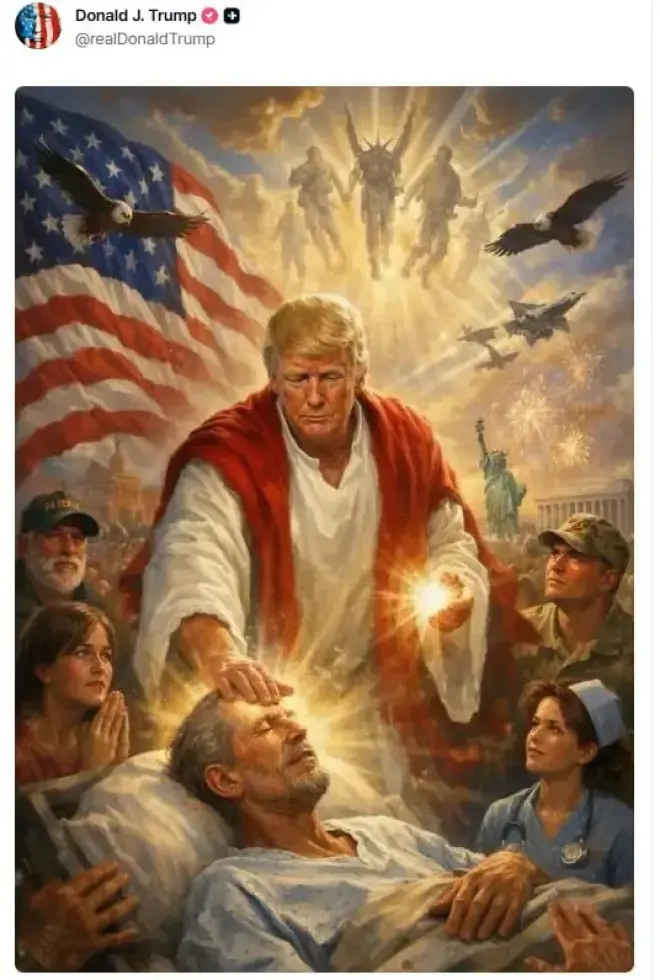 حذف ترامب قبل قليل منشوره المثير للجدل والذي يحتوي على صورة تظهره على أنه يسوع المسيح